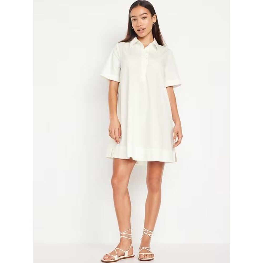 OLD NAVY Off-White Poplin Mini Shirt Dress, NWT! Size 2X